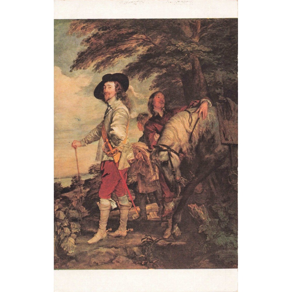 Charles I at the Hunt Anton Van Dyck Louvre Museum Paris Art Postcard 1967